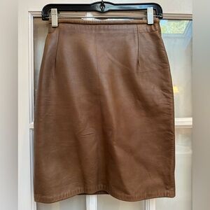 Vintage Firenze Santa Barbara 80’s Chic Tan Genuine Leather Skirt Women’s Size 4